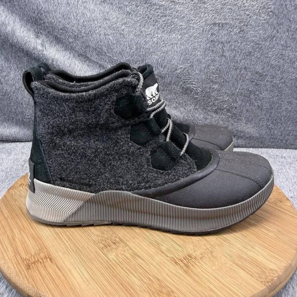 Sorel Winter Sneaker Shoes Womens Size 8.5 Gray Textile Lace Up Boots NL4428-010
